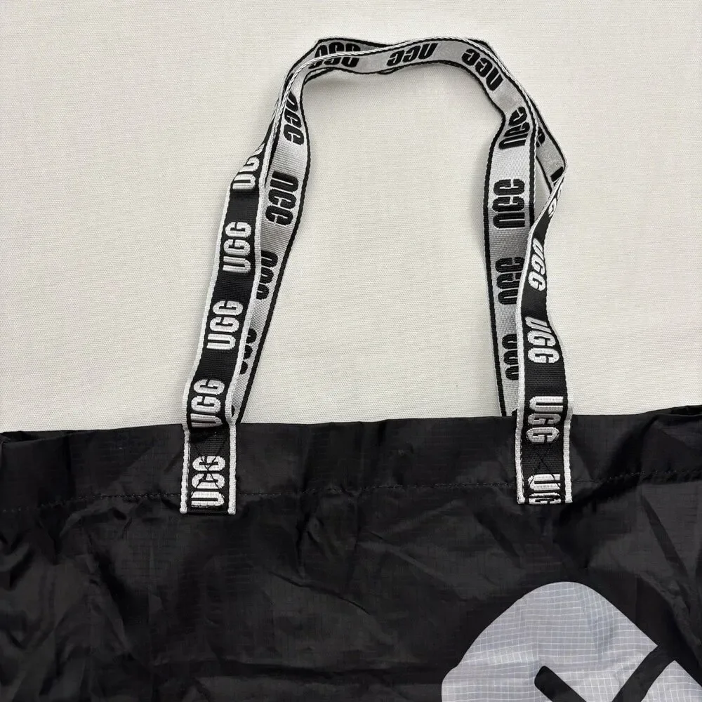 UGG Packable Tote Bag Black White Logo Print